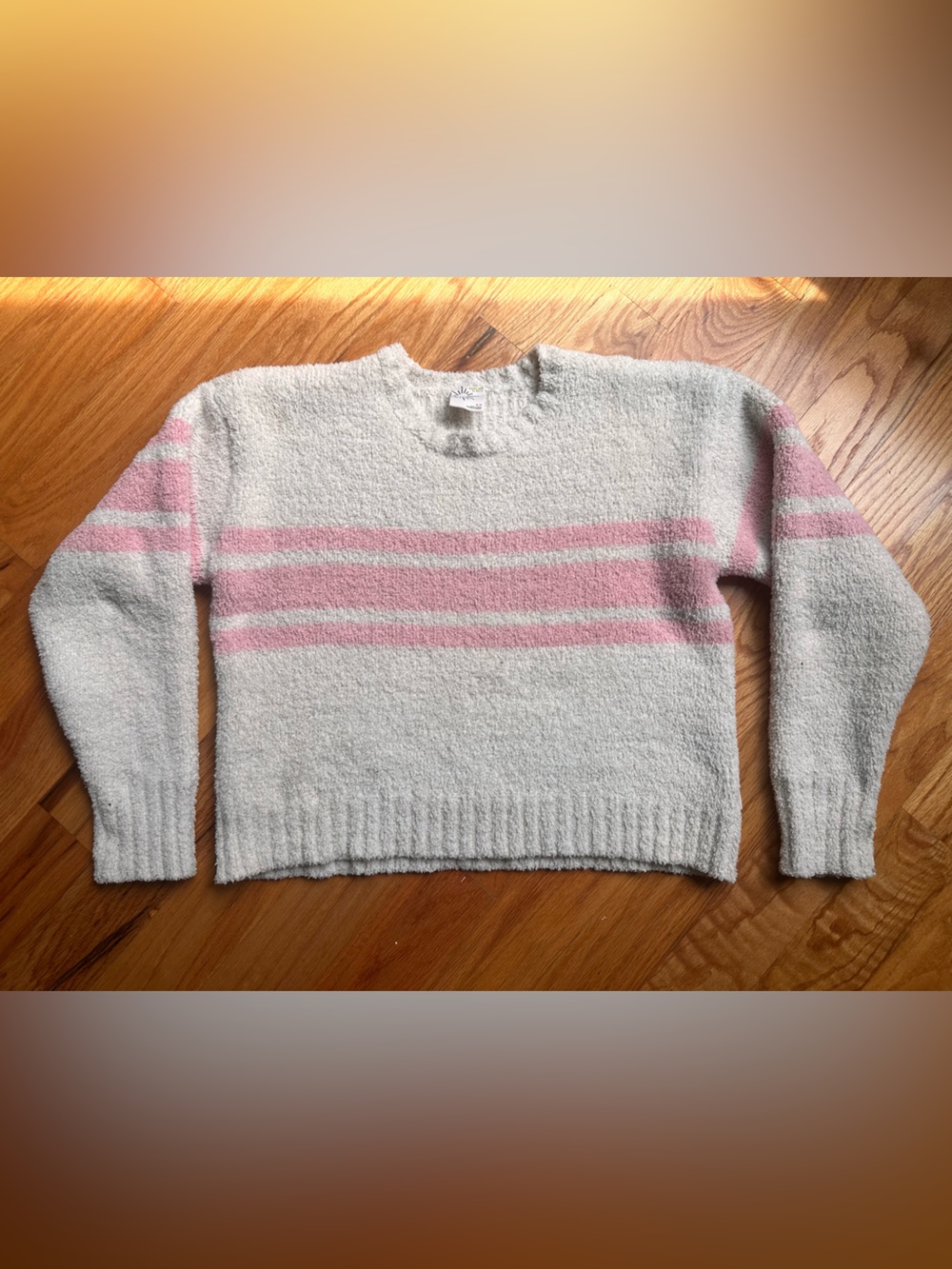 Offline by Aerie Cozy White & Pink Striped Women’s Sweater